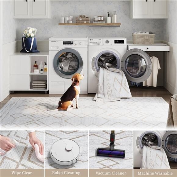 Runner Rug 2x7 - Moroccan Kitchen Rug with Line Bohemian Hallway Washable - Picture 2 of 7